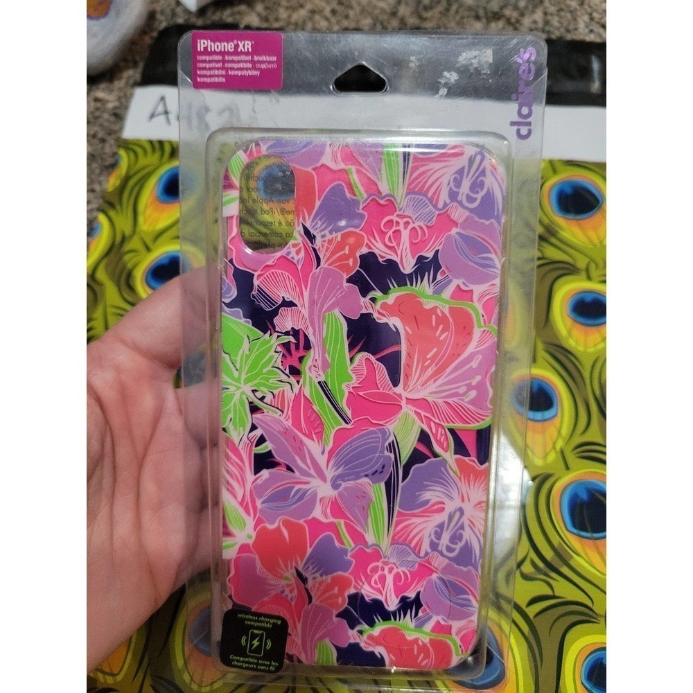 Iphone xr case Bright Neon Tropical Floral Flower